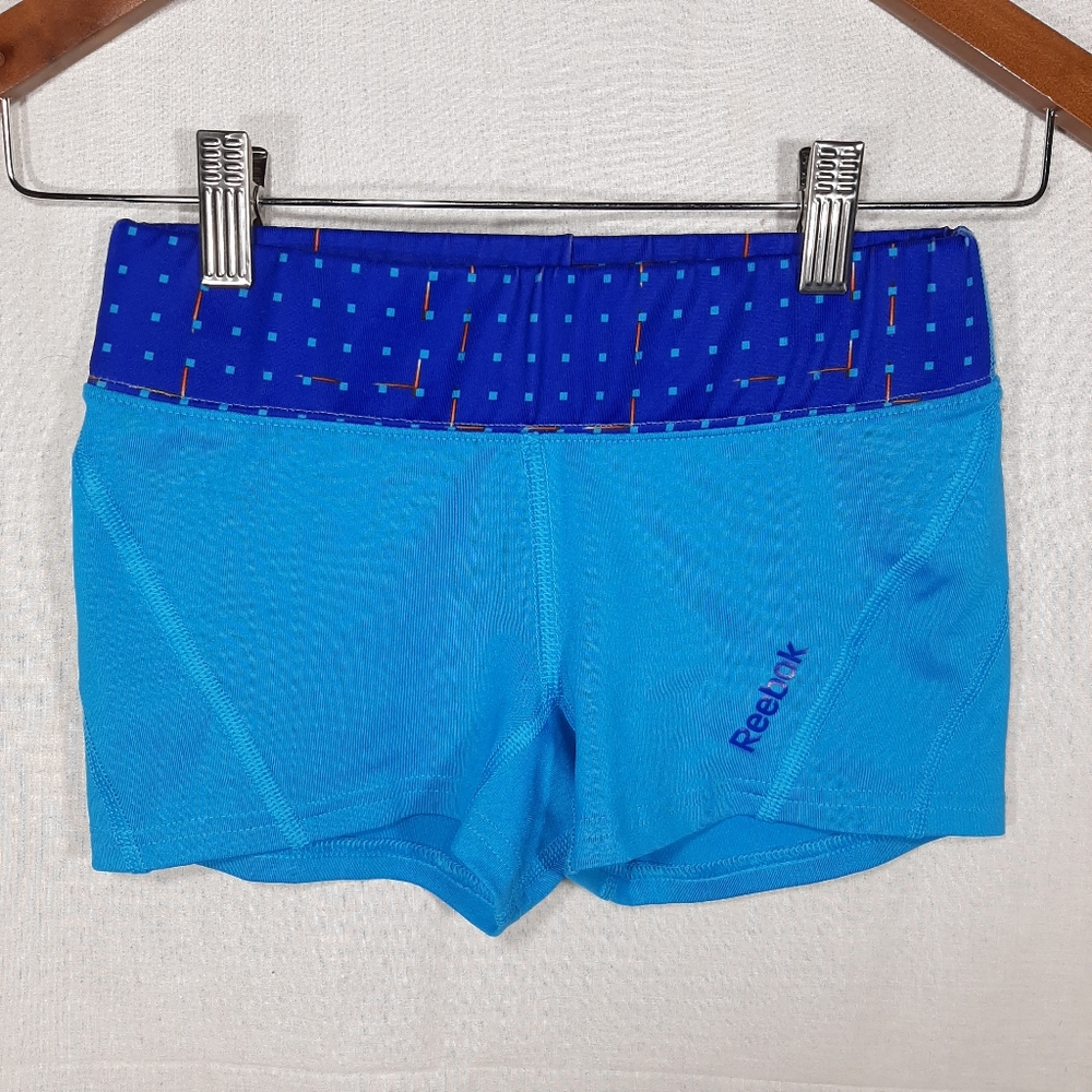 Reebok Play Dry Turquoise &Virtual Blue Athletic Workout Shorts Size Extra Small